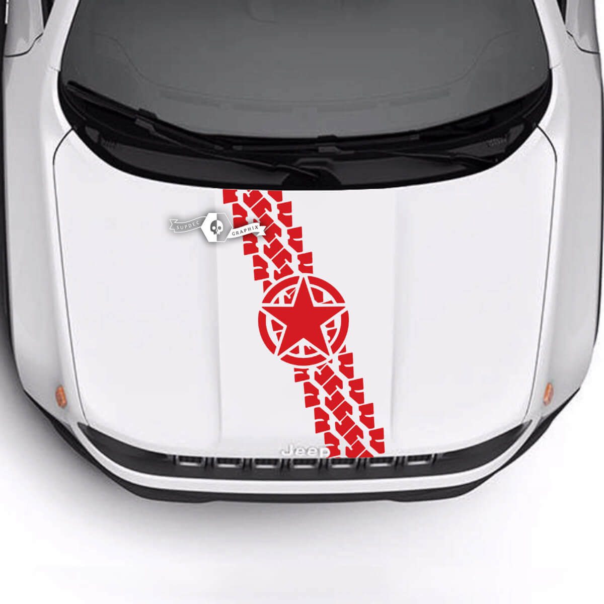 Jeep Renegade Trailhawk Sport Hood Stella militare Pneumatico Pista Bald Eagle Vinile adesivo
