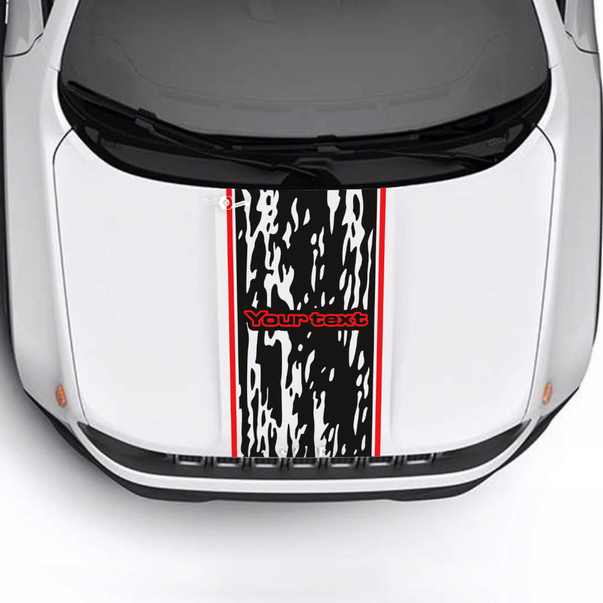 Striscia Adesiva in Vinile Personalizzata per Cofano Ammaccato e Danneggiato 2 Colori per Jeep Renegade Trailhawk