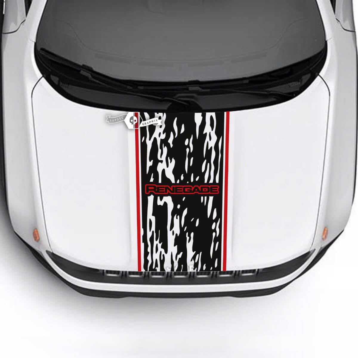 Jeep Renegade Trailhawk Sport Battered Destroyed Hood Trim Stripe Vinile adesivo 2 colori
