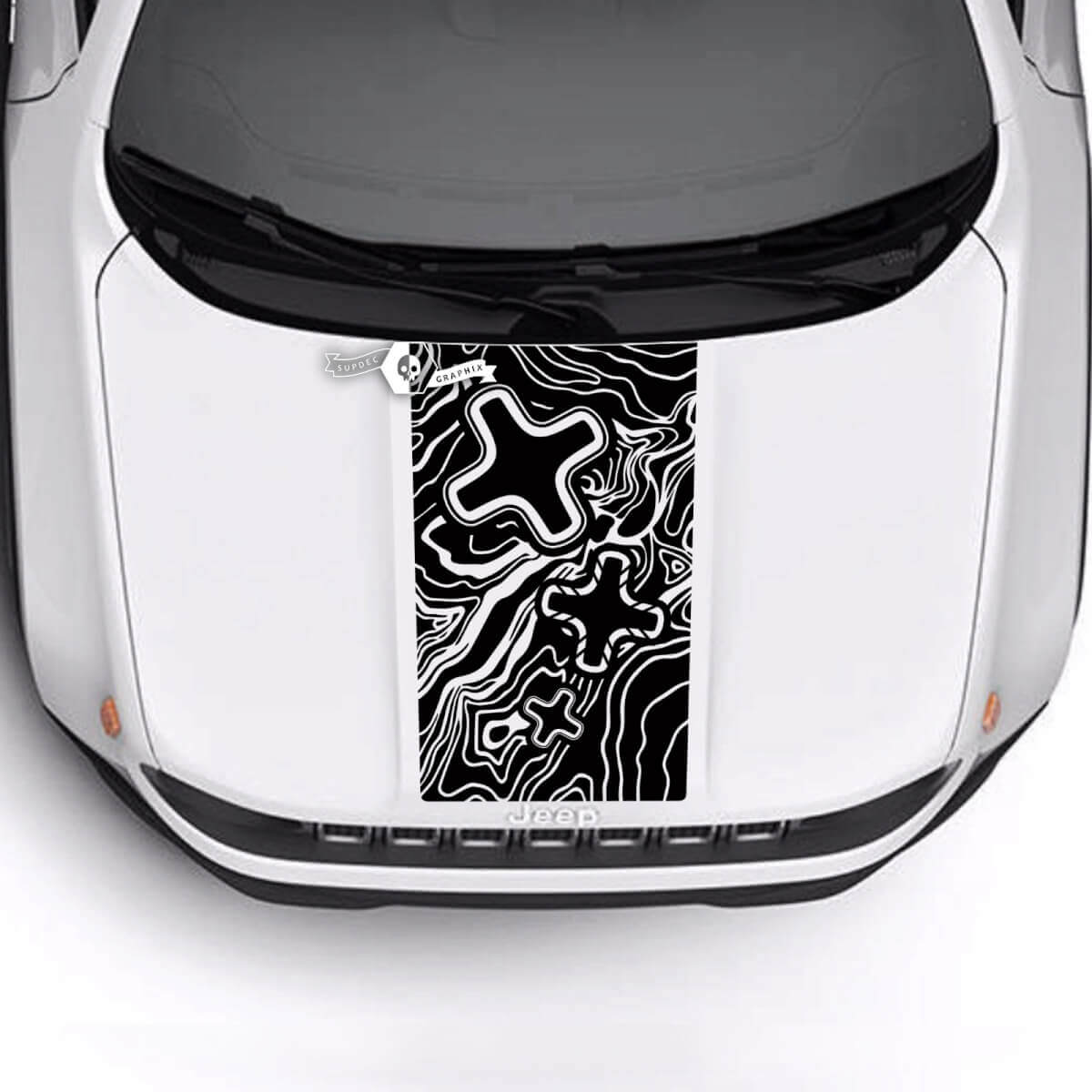 Jeep Renegade Trailhawk Sport mappa topografica cappuccio striscia adesivo decalcomania in vinile
