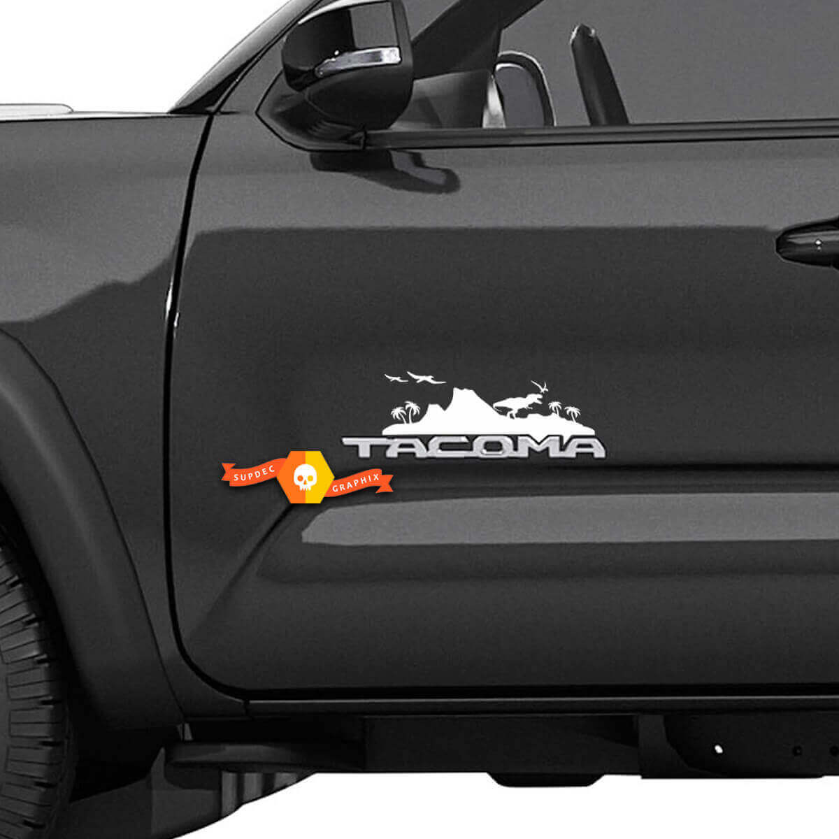 Adesivo Vinilico per Porta Laterale Paesaggio Vulcanico T-Rex per Toyota Tacoma