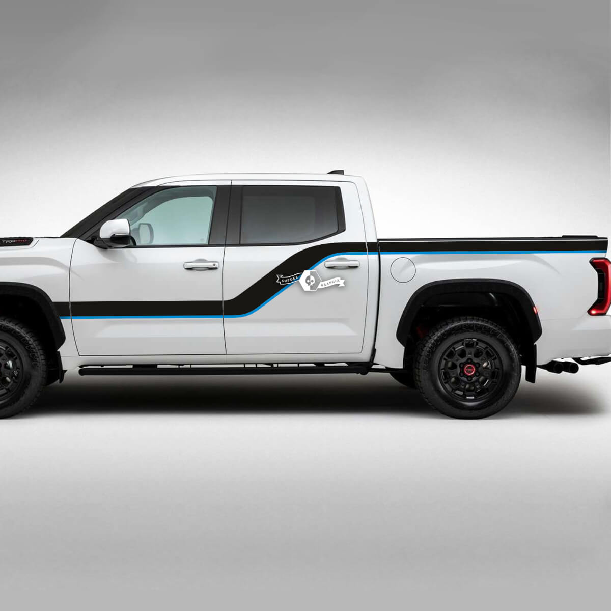 Coppia kit strisce per porte da letto retrò vintage Toyota Tundra TRD adatte per adesivi per decalcomanie in vinile Toyota Tundra 2 colori
