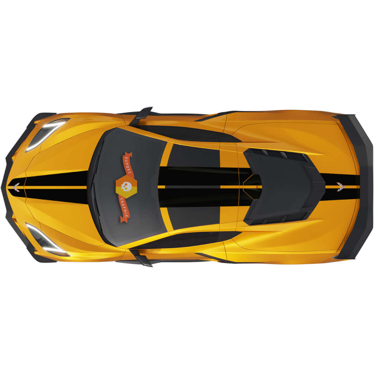 Kit di Decalcomanie in Vinile a Strisce da Corsa Posteriori per Cofano, Tetto e Posteriore per Chevrolet Corvette C8