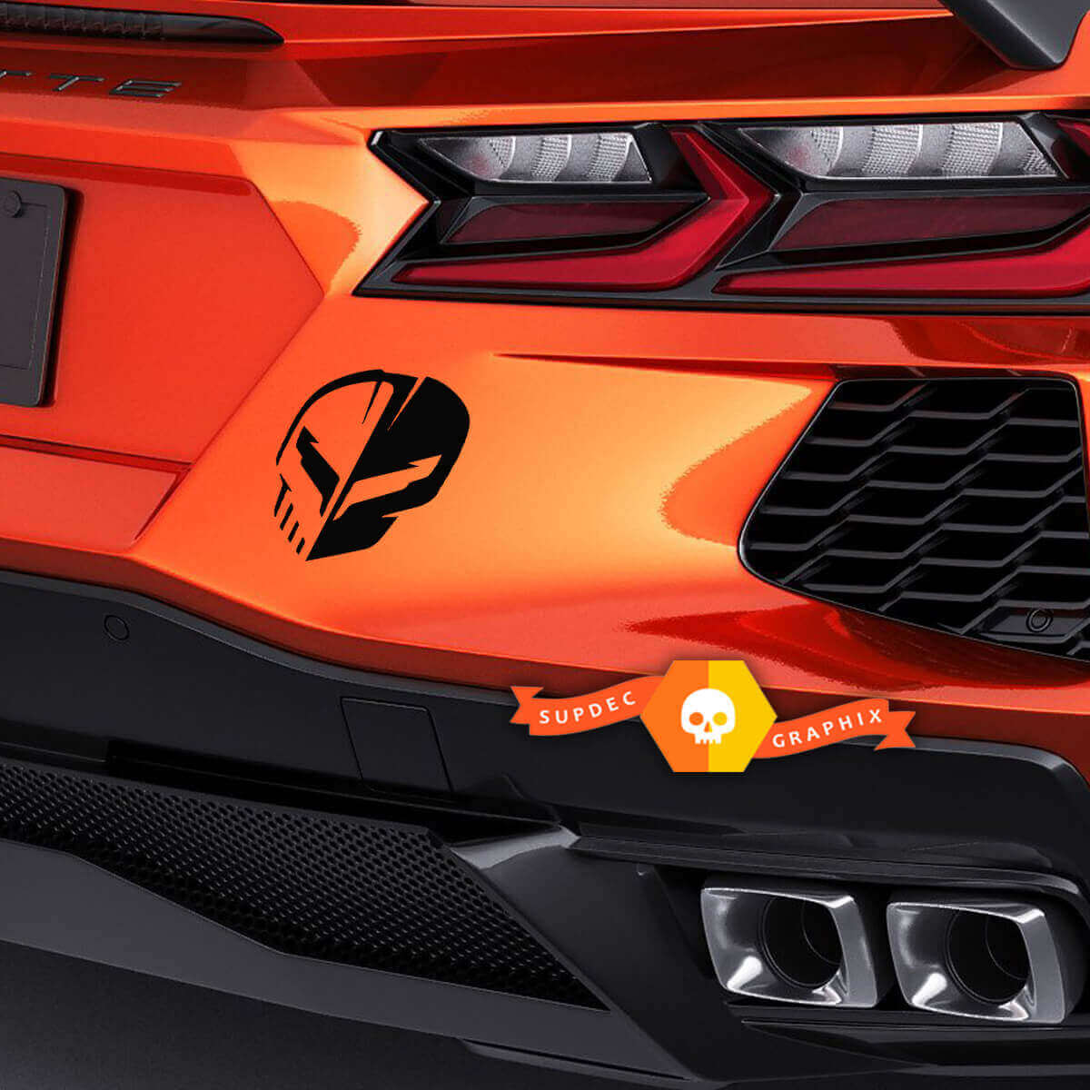 Adesivo in Vinile paraurti posteriore Jake Skull per Chevrolet Corvette C8 Z06