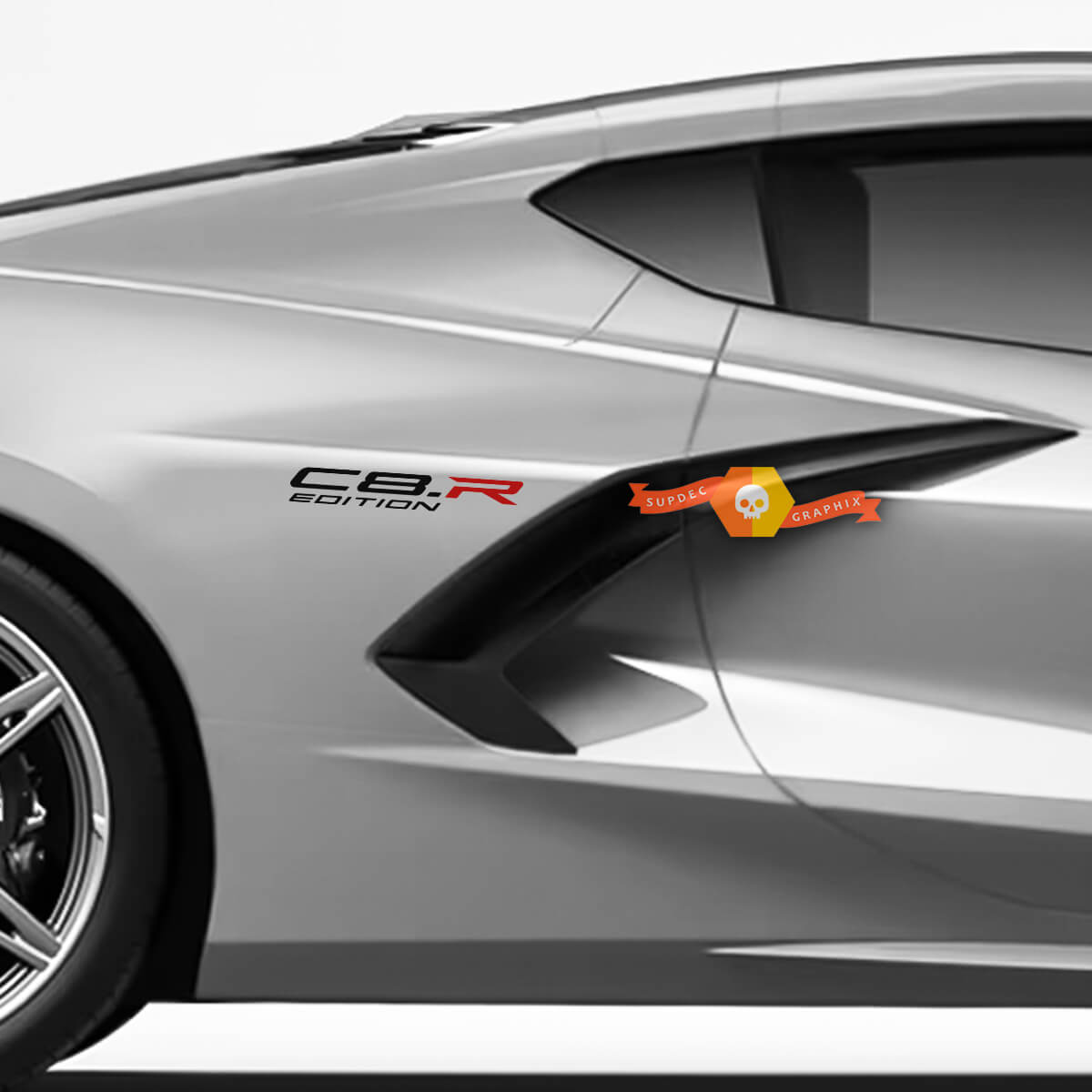 Coppia adesivi per decalcomanie in vinile laterali per parafango posteriore Chevrolet CorvetteZ51 C8-R Edition 2 colori
 2