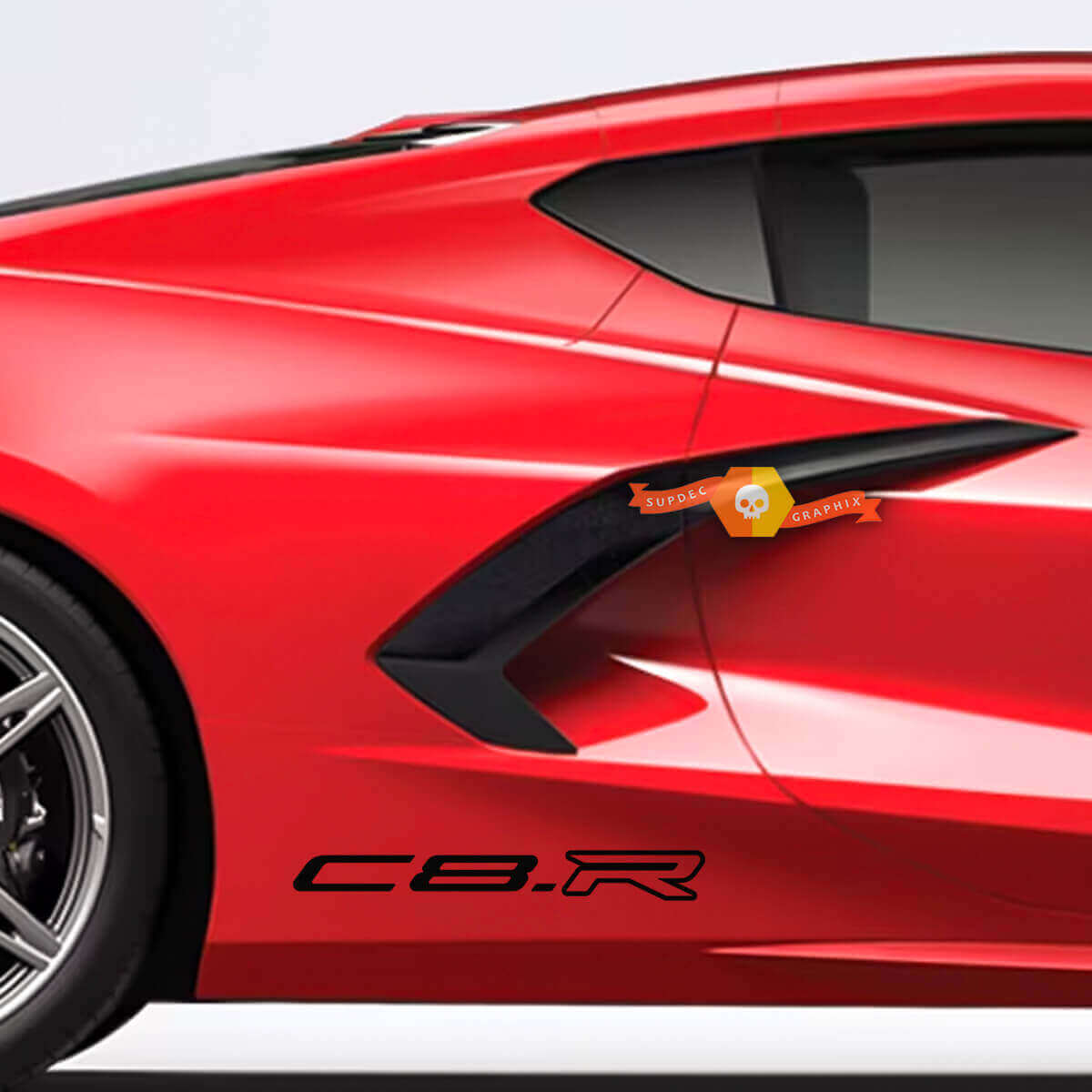 Coppia di Adesivi Laterali Outline C8.R per Chevrolet Corvette C8