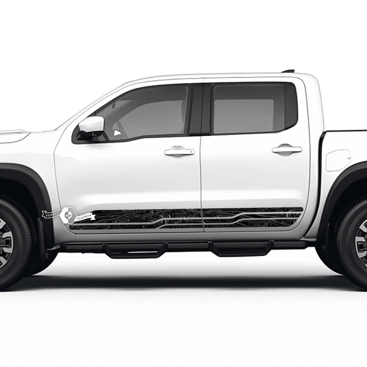 Kit di 2 adesivi Nissan Decal Rocker Panel Side Topographic Map Nissan Frontier Stripe adesivi in ​​vinile
