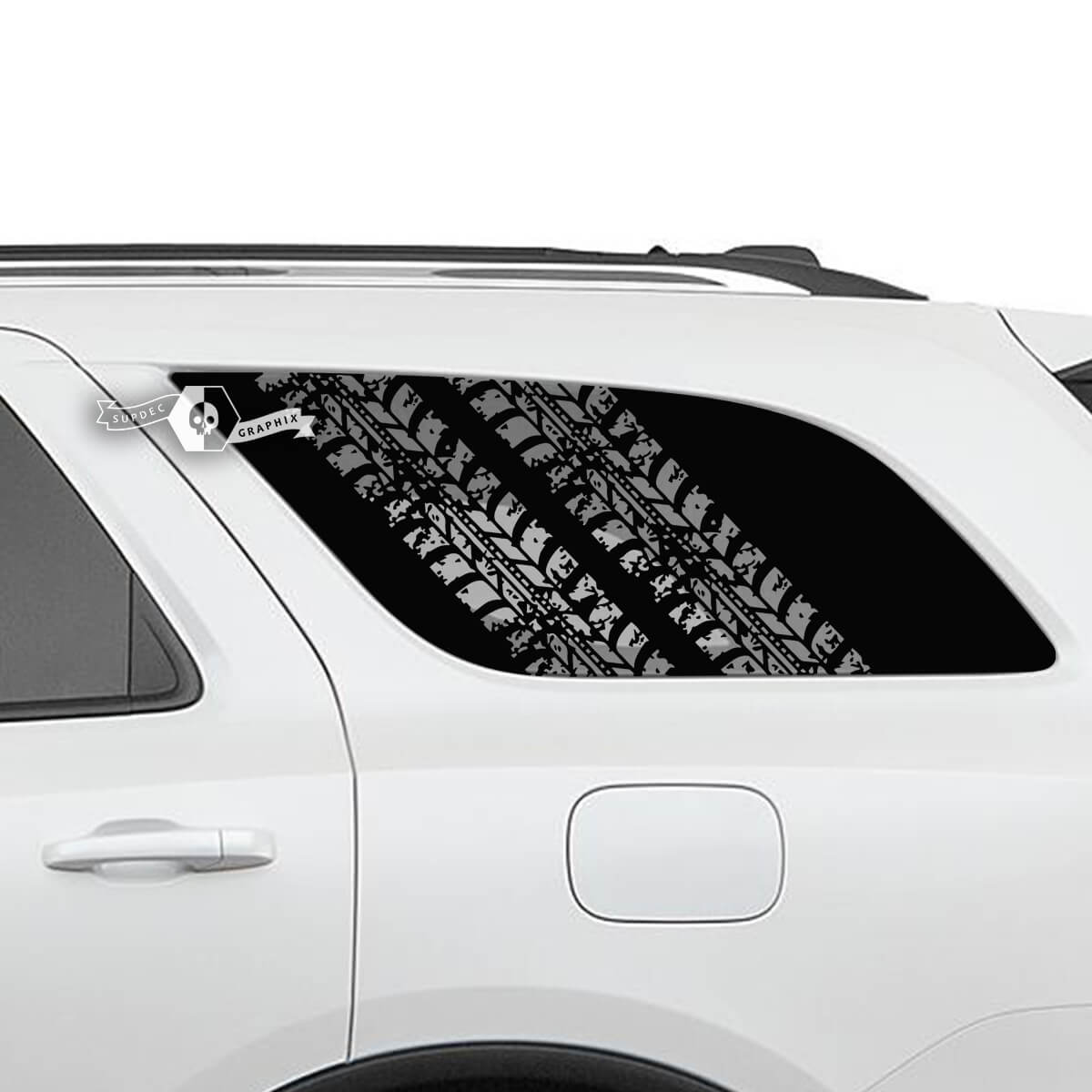 Coppia adesivi in ​​vinile con decalcomania per pneumatici per lunotto laterale Dodge Durango
