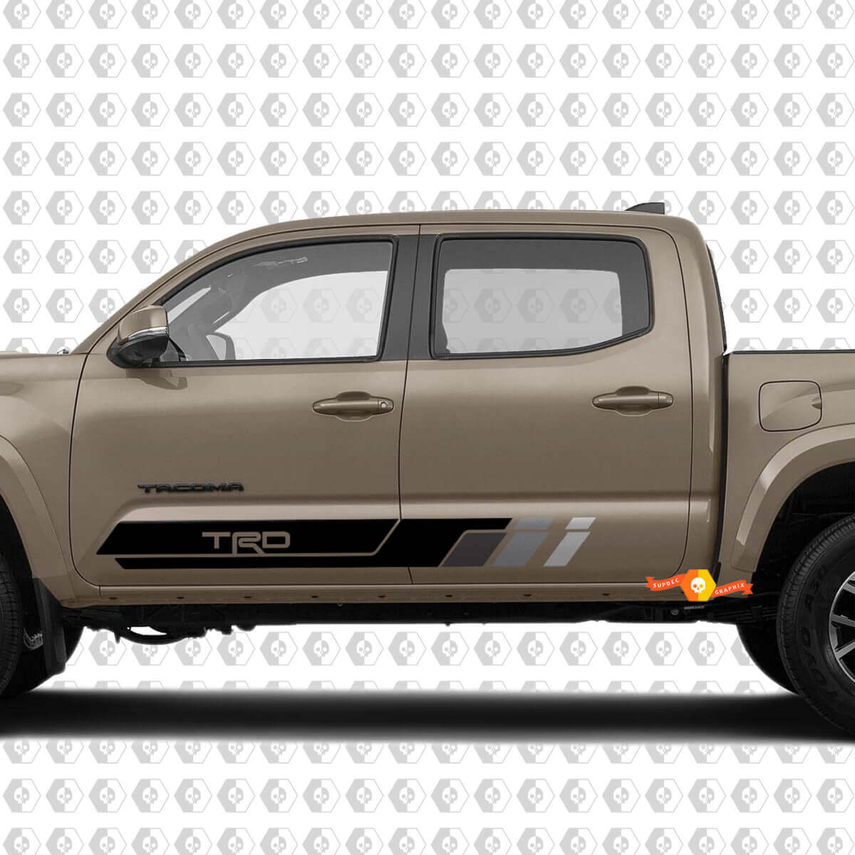2 TRD Tacoma Strisce per porte laterali Pannello basculante Kit decalcomanie per adesivi in ​​vinile per Toyota Tacoma
