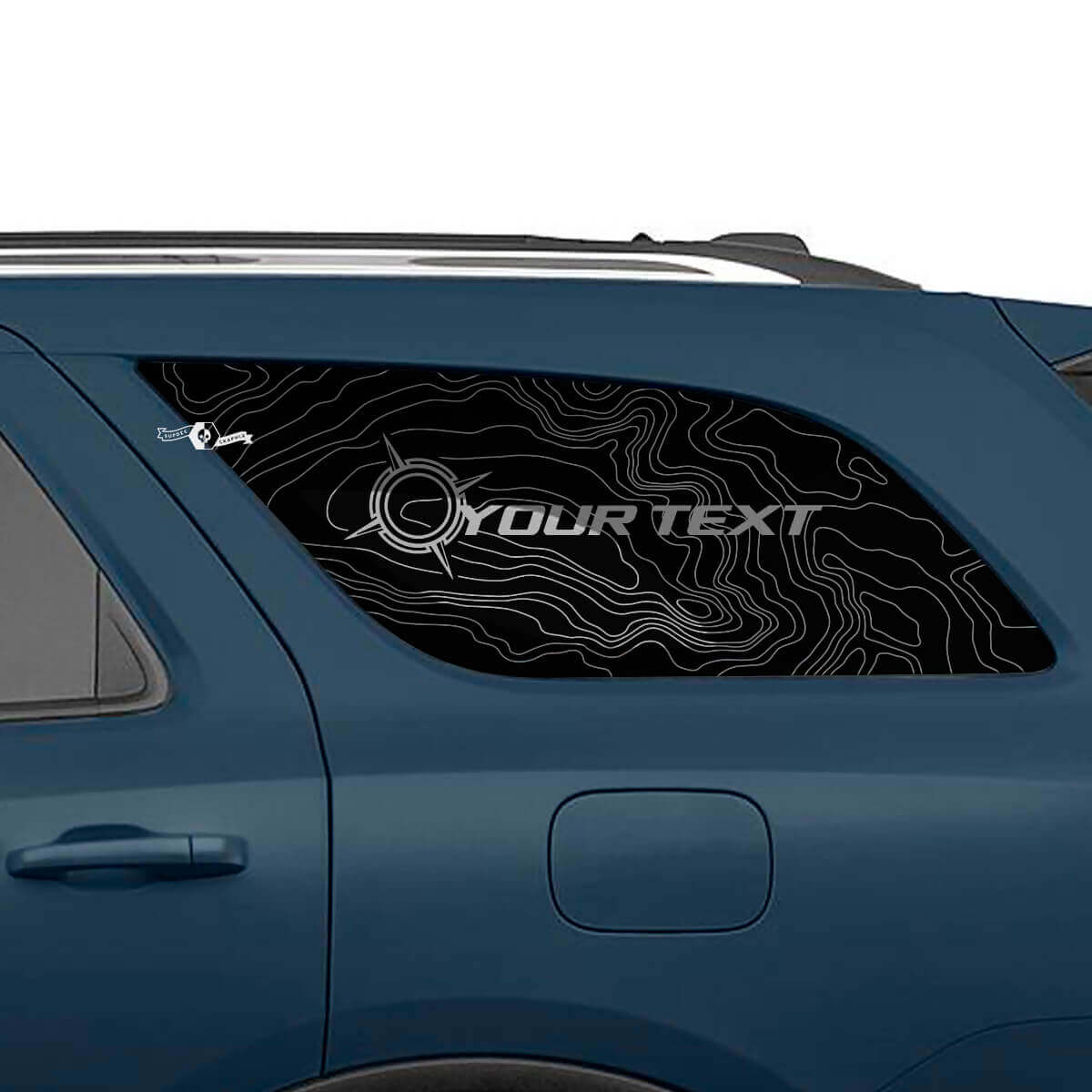 Kit di Adesivi in Vinile con Mappa Topografica e Marchio per Finestrino Laterale Posteriore per Dodge Durango