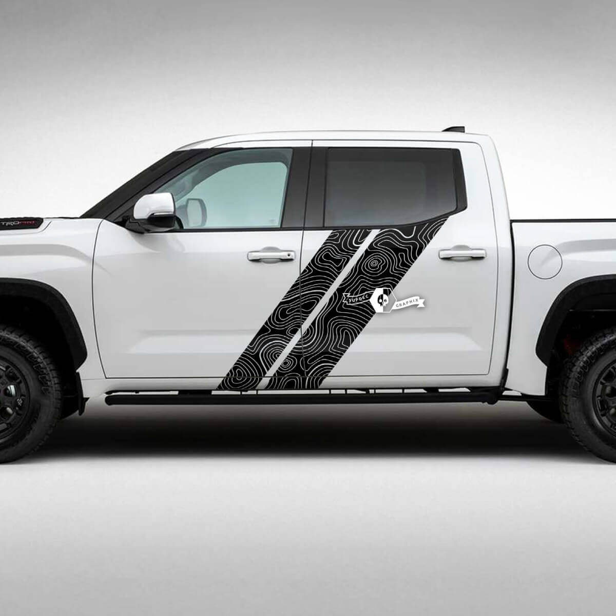 Kit Adesivi in Vinile Strisce Doppie Laterali Mappa Topografica per Toyota Tundra