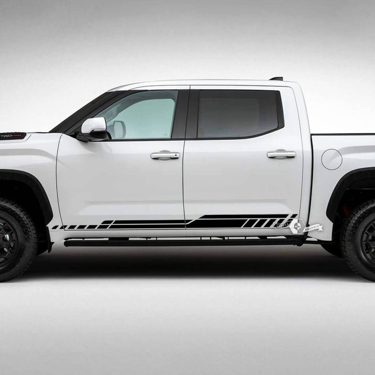 Toyota Tundra Rocker Panel Porte Linee laterali Strisce Adesivi in ​​vinile Decal
