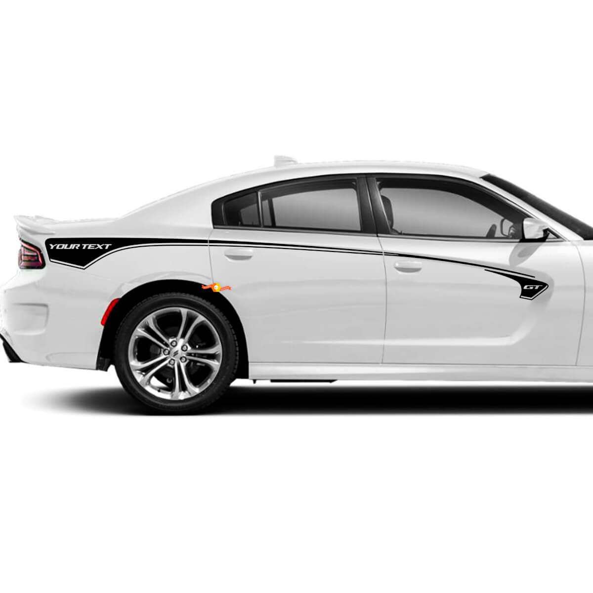Kit Adesivi Strisce Laterali Testo Personalizzato Logo GT in Vinile per Dodge Charger