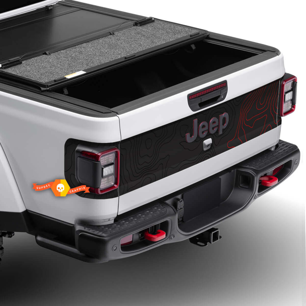 Jeep Gladiator Porta Baule Portellone Mappa topografica Adesivi Decalcomanie Grafica in vinile 3 colori
