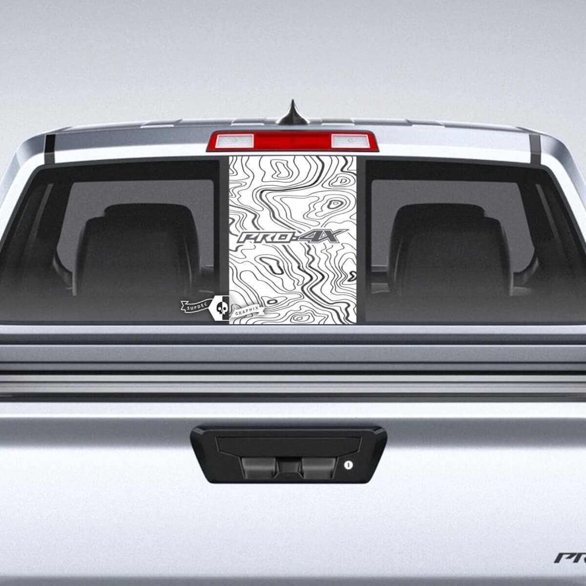 Adesivo in vinile per finestrino posteriore stile Topographic Pro-4X per Nissan Frontier