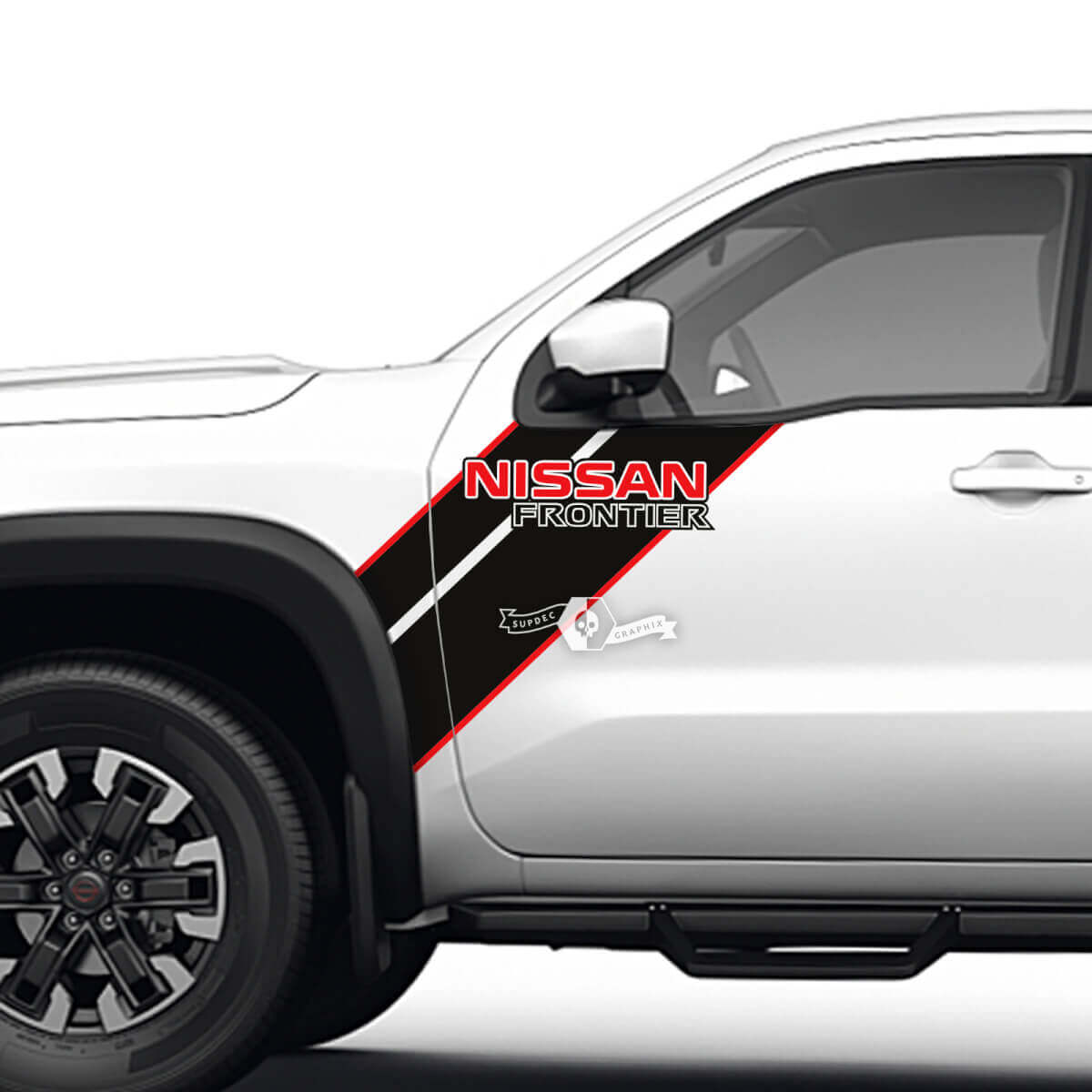 Coppia porte parafango anteriore Frontier logo striscia adesivi in ​​vinile decalcomanie grafica 2 colori
