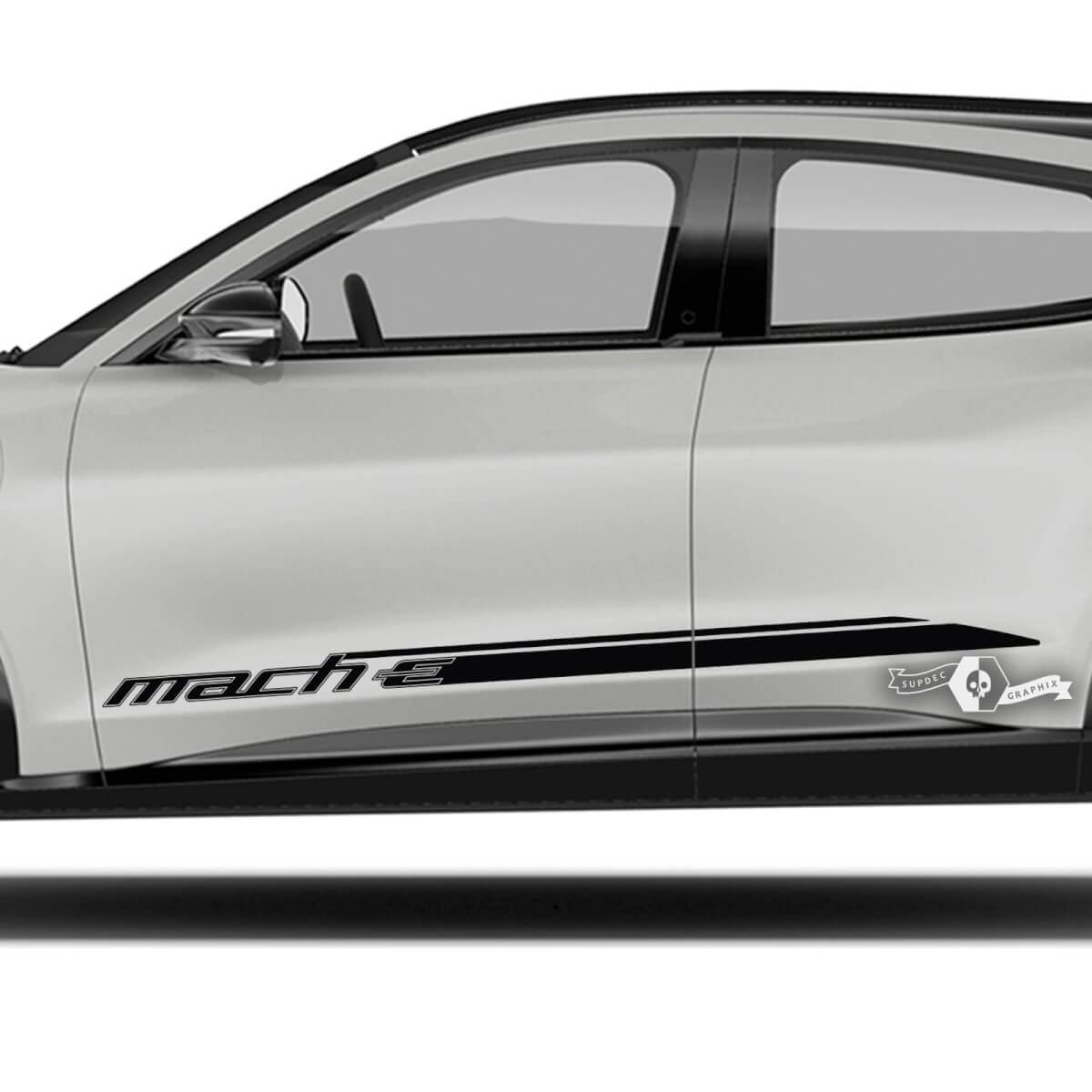 Coppia adesivi in ​​vinile per decalcomanie per porte laterali Ford Mustang MACH-E MACH E pannello bilanciere strisce di contorno
