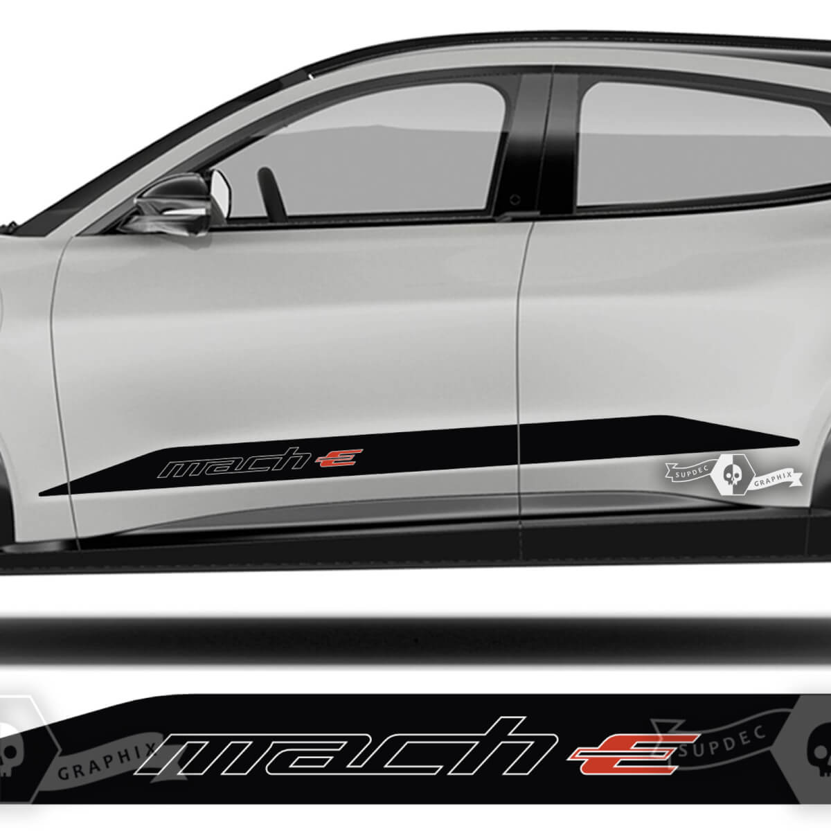 Coppia adesivi in ​​vinile Ford Mustang MACH-E MACH E Rocker Panel Stripes Door Decal 2 colori
