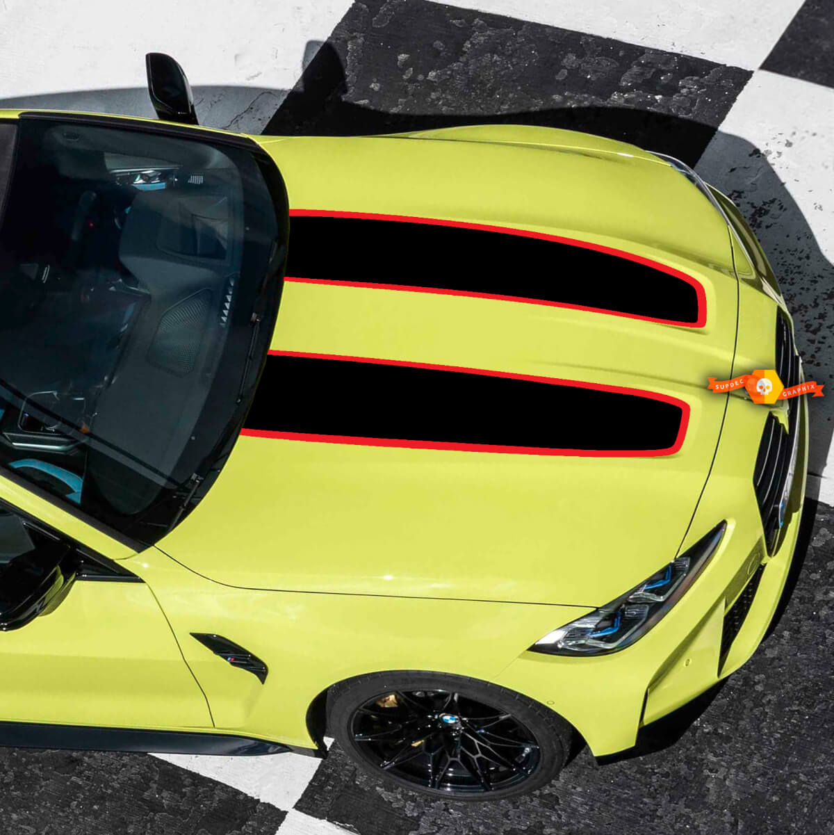 Kit completo CS CSL style per adesivo decalcomania in vinile BMW M4 M3 G82 G83 M Performance Hood
