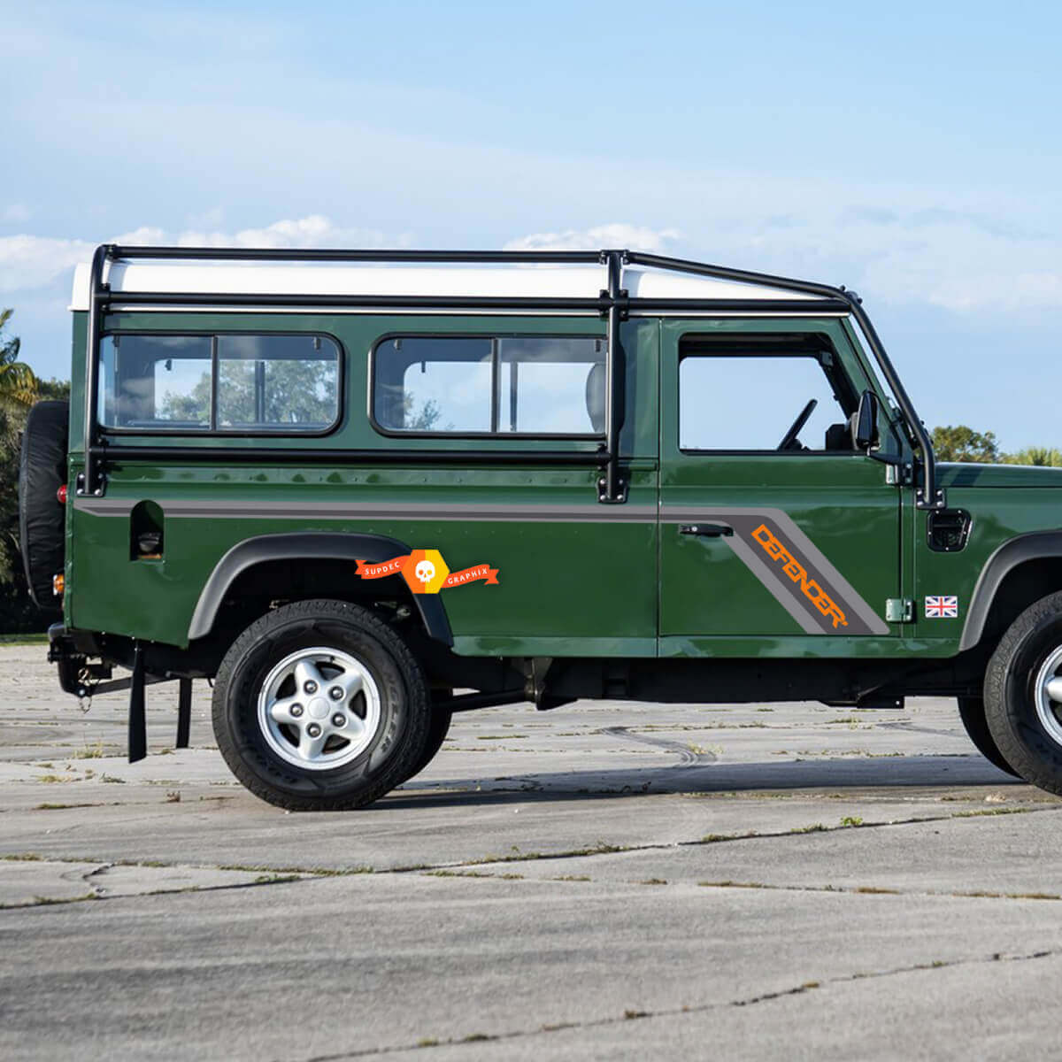 Adesivo decalcomania per porte laterali Land Rover Defender 110 3 porte
