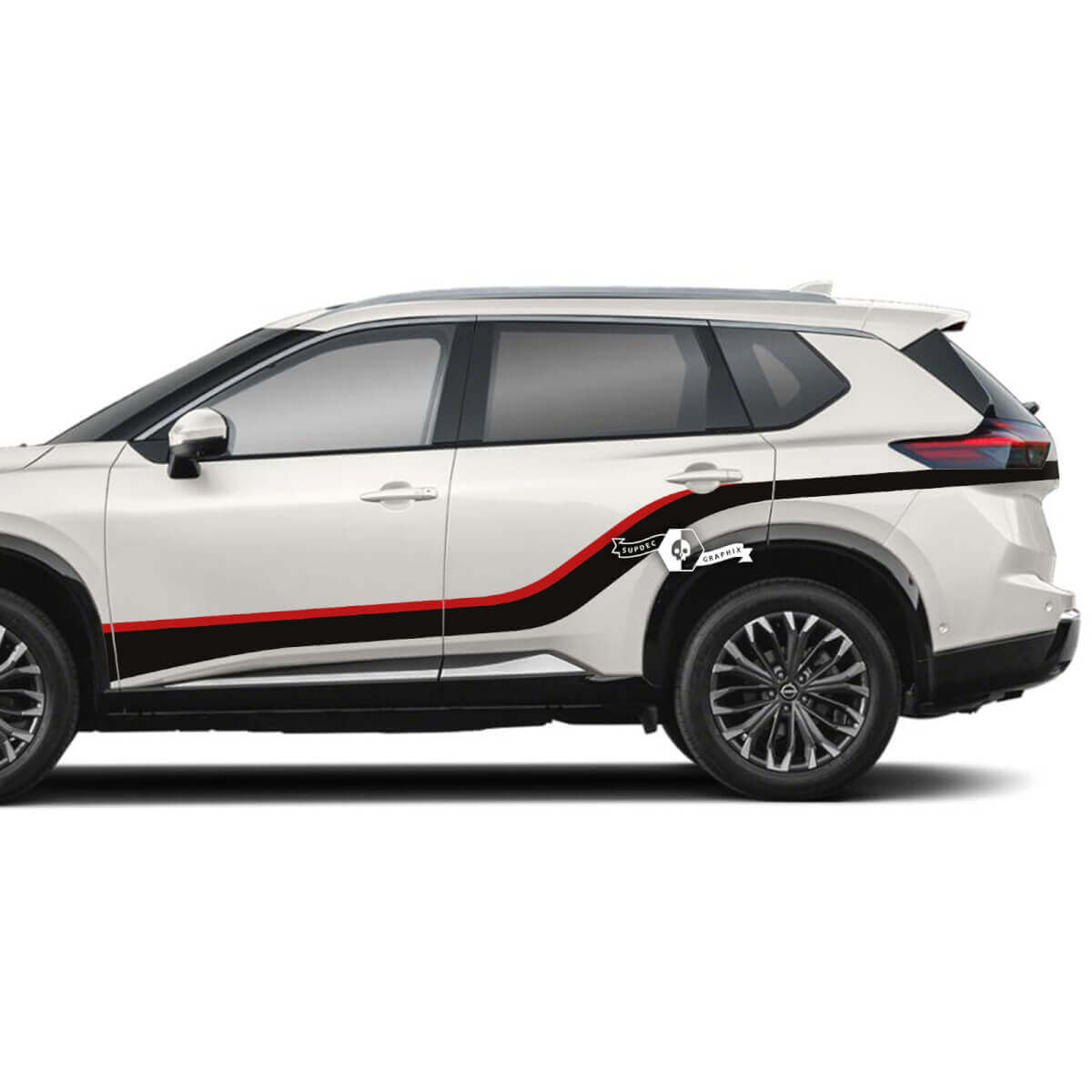 Kit adesivi in vinile con doppie strisce laterali curve per Nissan Rogue