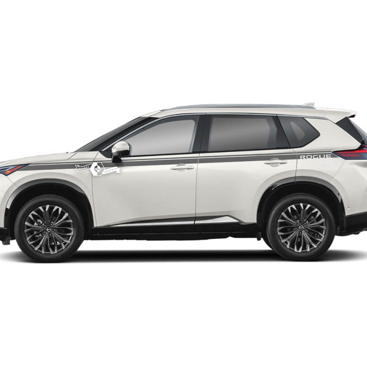 Coppia Nissan Rogue parafango anteriore Side Up Door parafango posteriore rivestimento logo strisce adesivo decalcomania grafica in vinile
