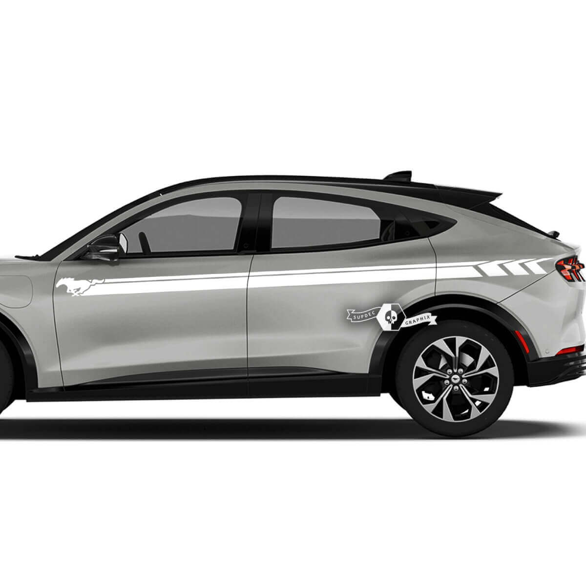 Coppia adesivi in ​​vinile Musclecar Musclecarmodel MACH-E MACH E Doors Line Stripes Side Door Decal
