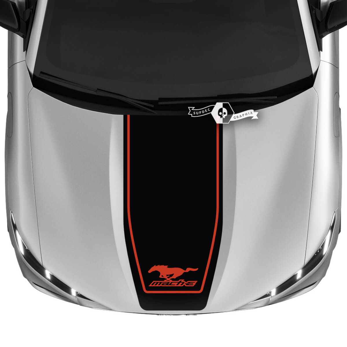 Cofano Ford Mustang MACH-E MACH E Logo Trim Decal adesivi in ​​vinile 2 colori
