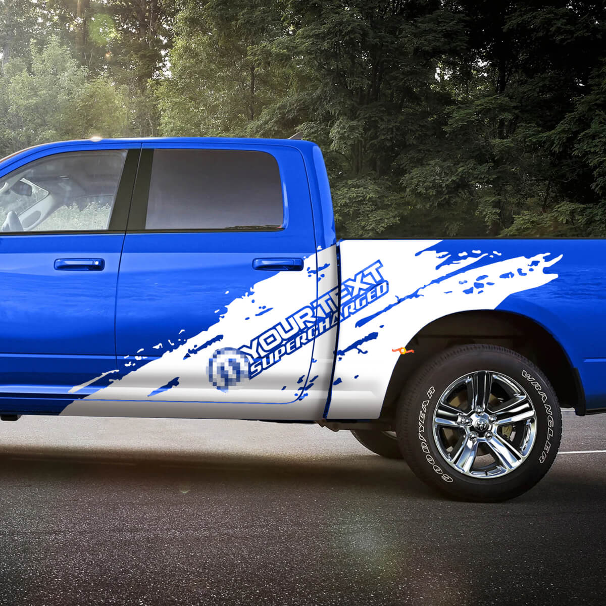 Kit adesivi laterali in vinile stile Mopar sovralimentati per Dodge Ram 1500