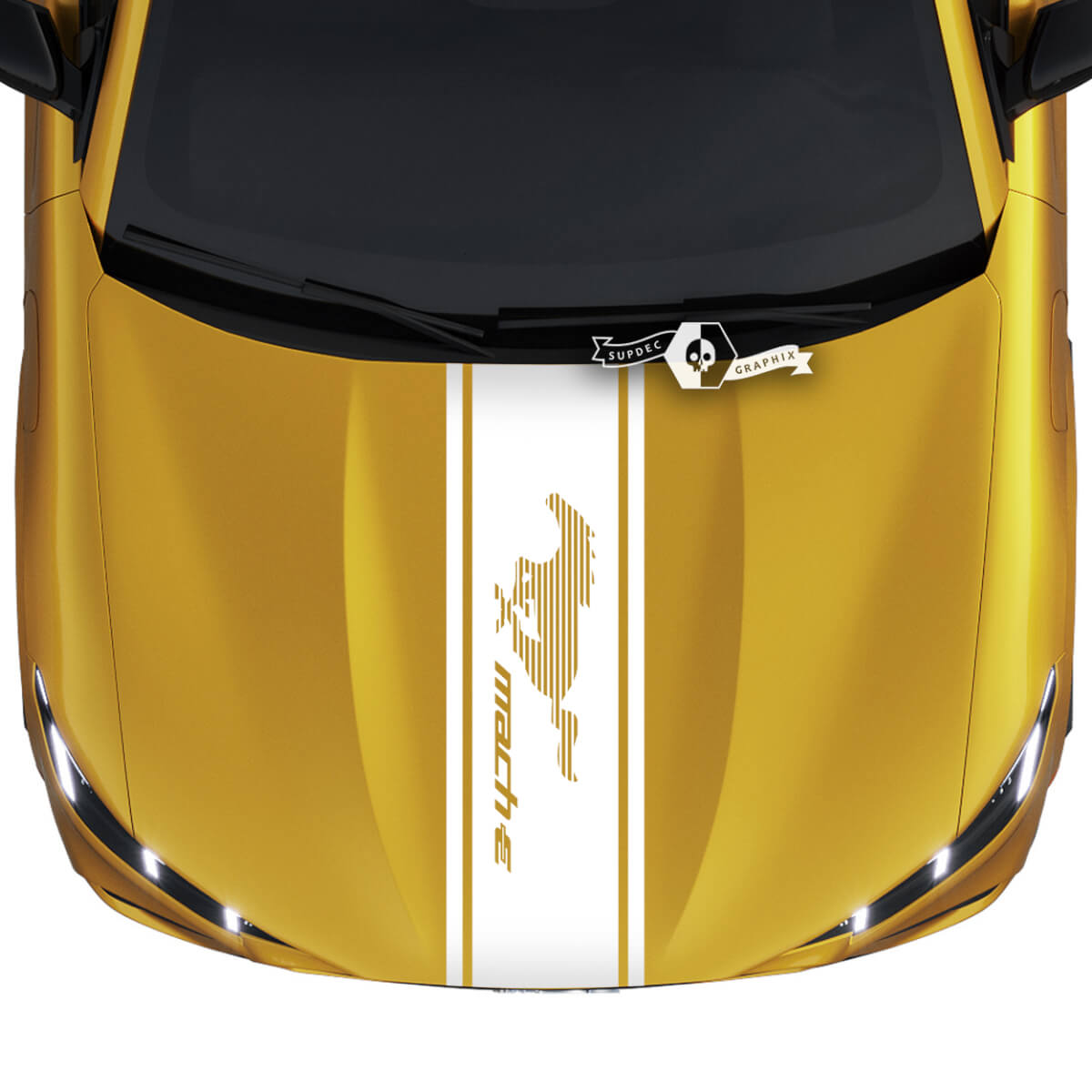 Cofano Ford Mustang MACH-E MACH E Stripe Logo Outline Lines Decal adesivi in ​​vinile
