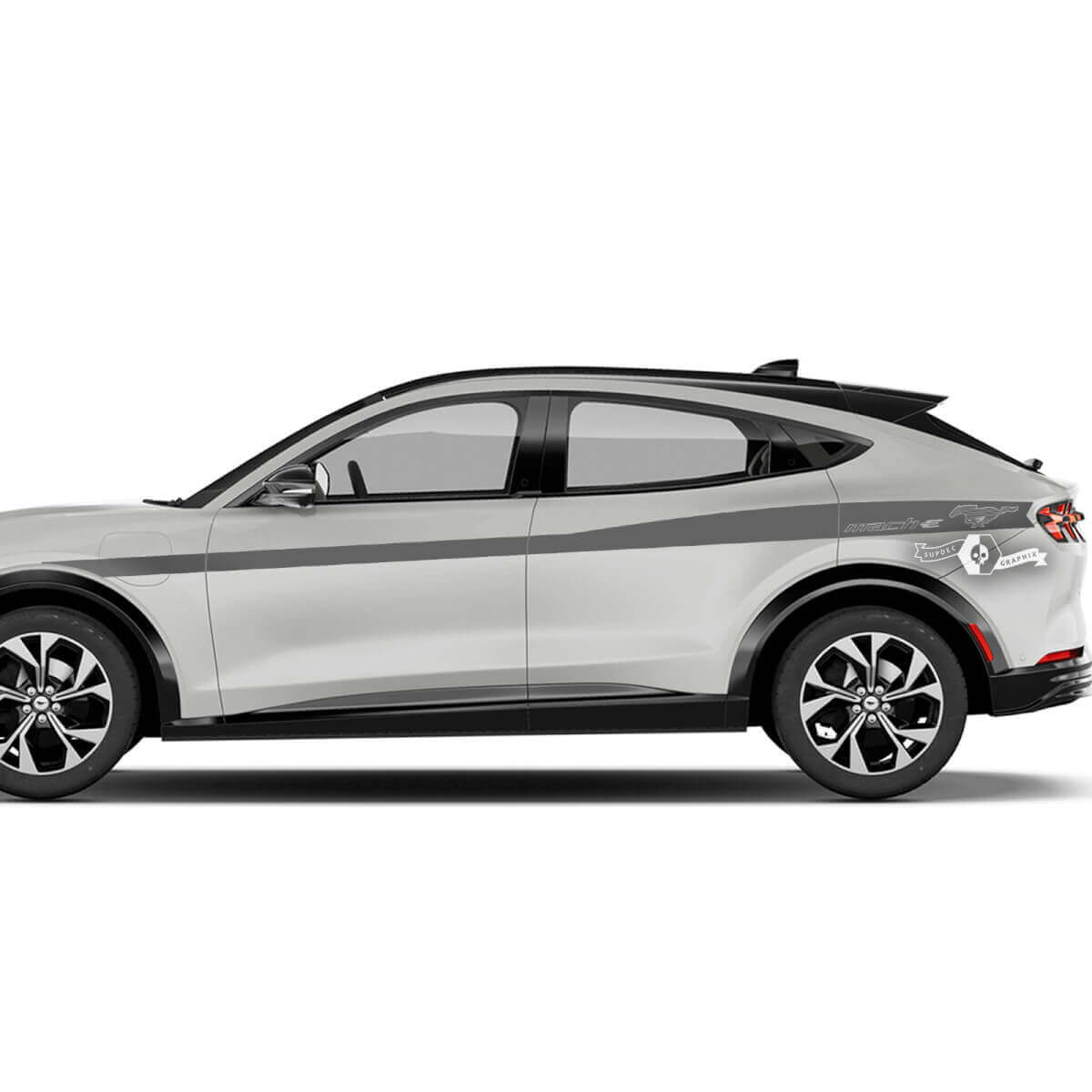 Coppia adesivi in ​​vinile con decalcomanie per parafango posteriore Ford Mustang MACH-E MACH E parafango anteriore strisce della linea superiore porta laterale
