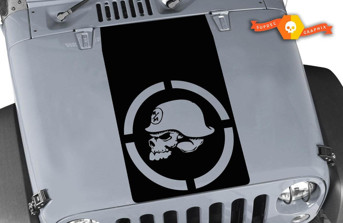 Adesivo in vinile Metal Mulisha Skull Blackout per cofano Jeep Wrangler