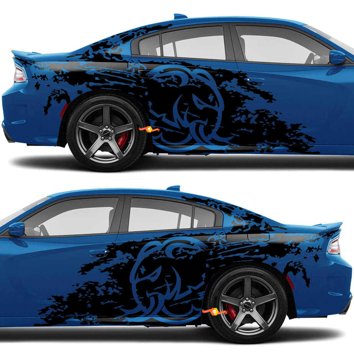 Dodge Challenger o Charger HellEphant Splash Grunge Stripes Kit Hellcat Vinile Adesivo Decalcomania Grafica
