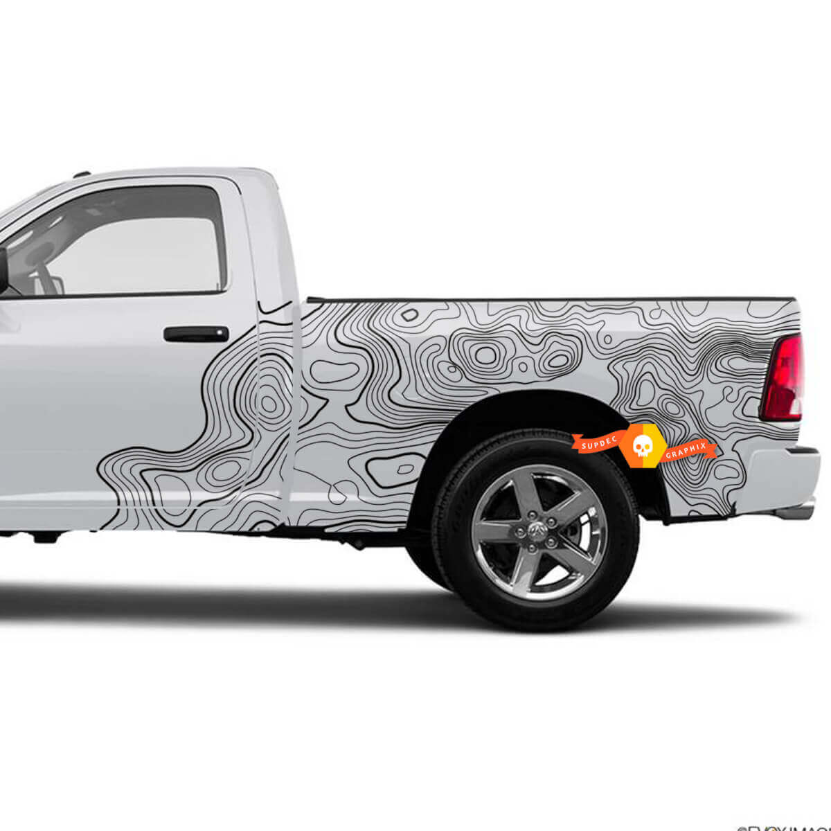 Adesivo in Vinile da Comodino con Mappa Topografica per Dodge Ram 1500