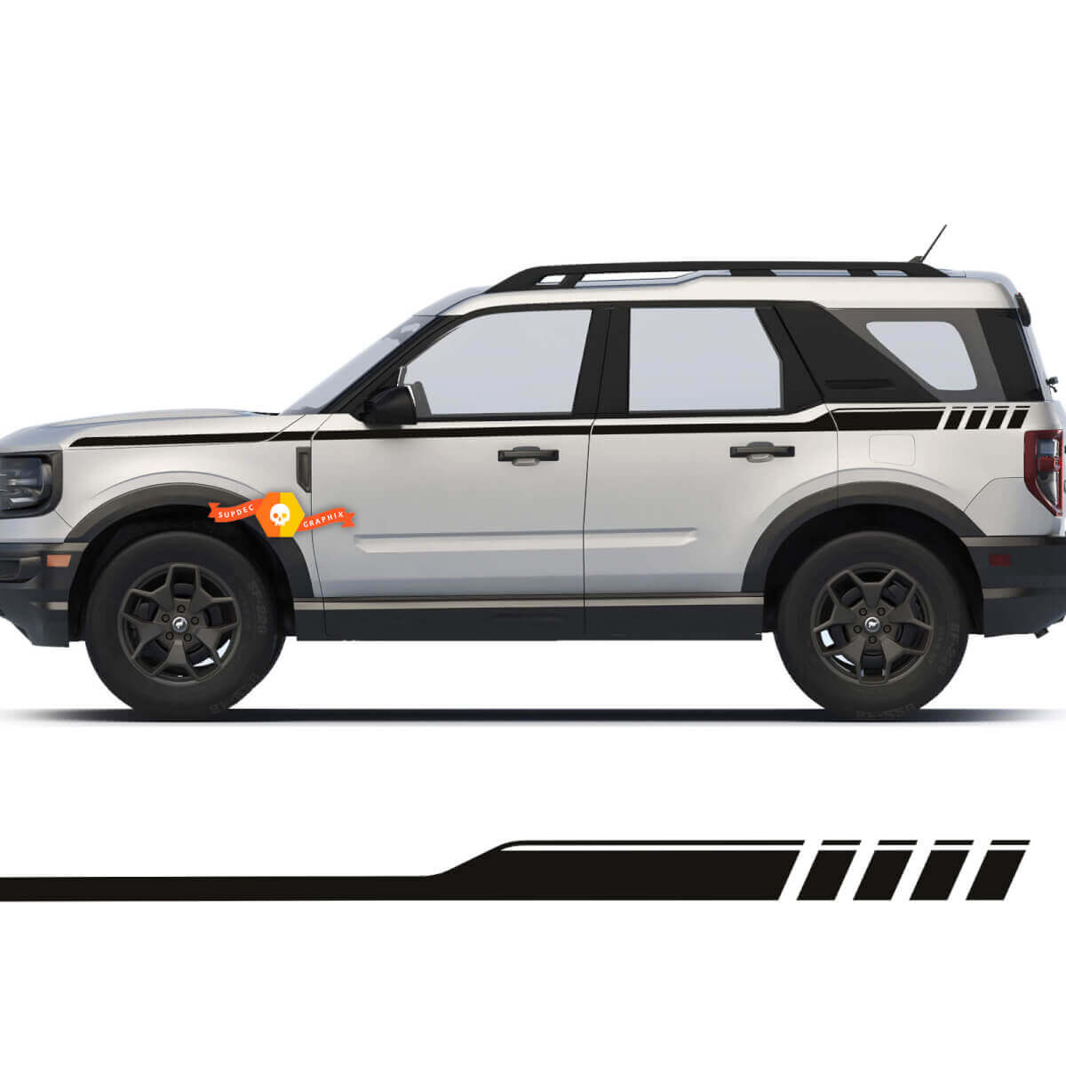 Coppia di 2 adesivi per decalcomanie a strisce laterali da 2 porte per Ford Bronco
