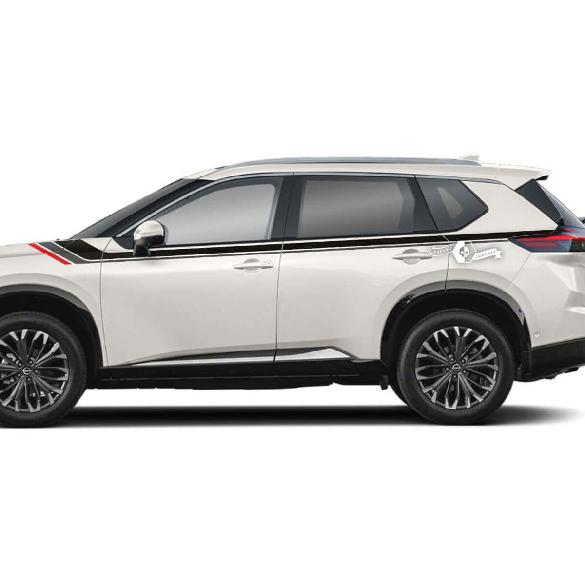 Coppia Nissan Rogue pannello basculante porta laterale strisce parafango posteriore adesivo decalcomania grafica in vinile 3 colori
