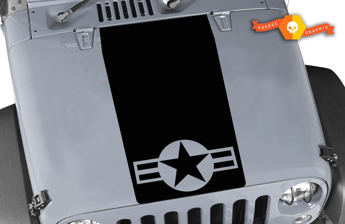 Adesivo in vinile con cappuccio oscurante Star USAF per Jeep Wrangler TJ LJ JK Unlimited
