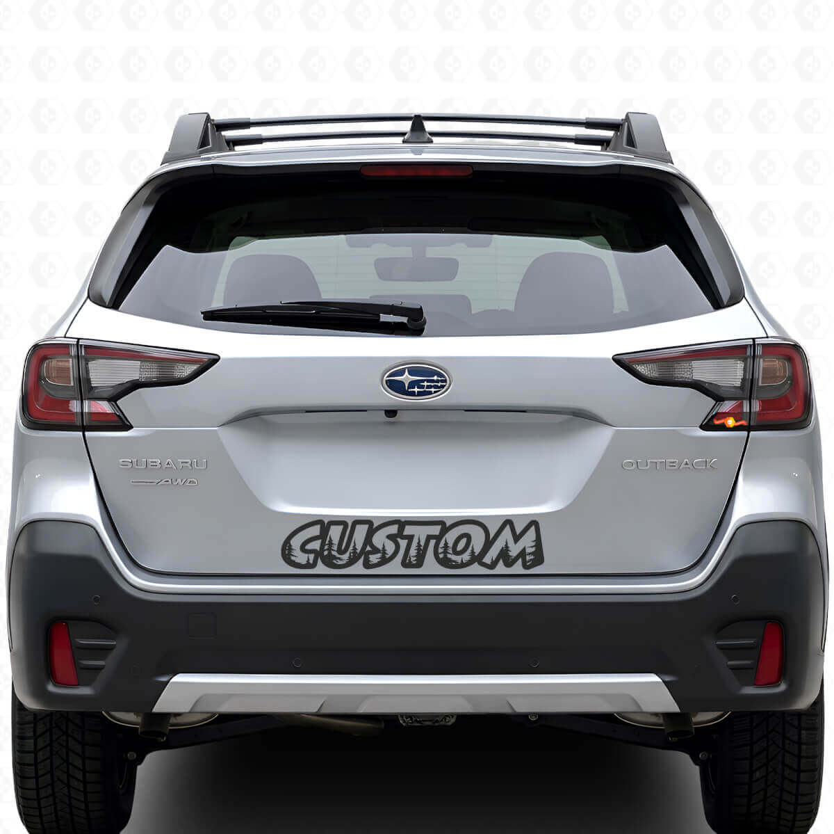 Adesivo in Vinile Personalizzato con Testo Stile Forest per Porta Bagagliaio Subaru Outback