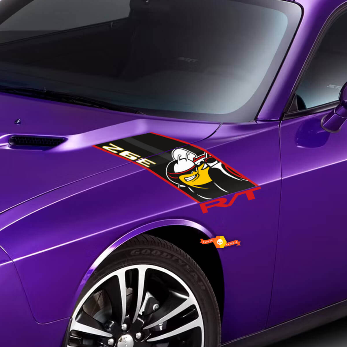 Adesivi in vinile grafici a strisce per cofano per Dodge Challenger 2008-2014