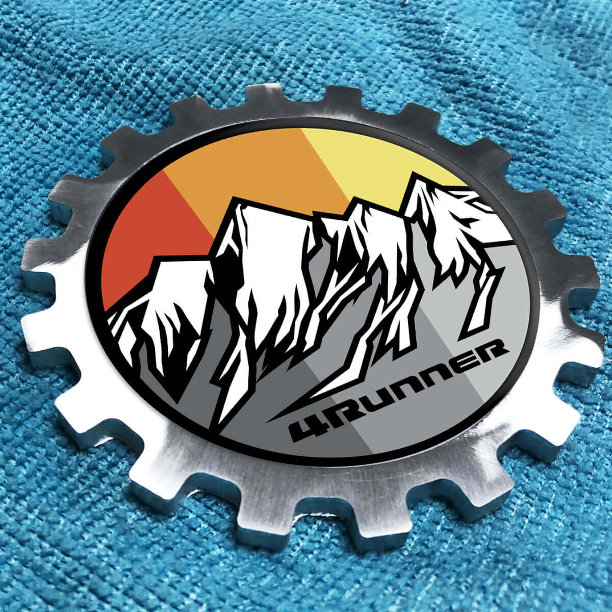 Toyota 4Runner Grey Mountains Vintage metallo alluminio distintivo comodino emblema alluminio
