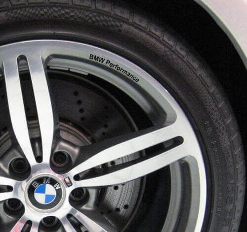 Set di Adesivi in Vinile per Cerchi Ruota BMW Performance per Auto BMW