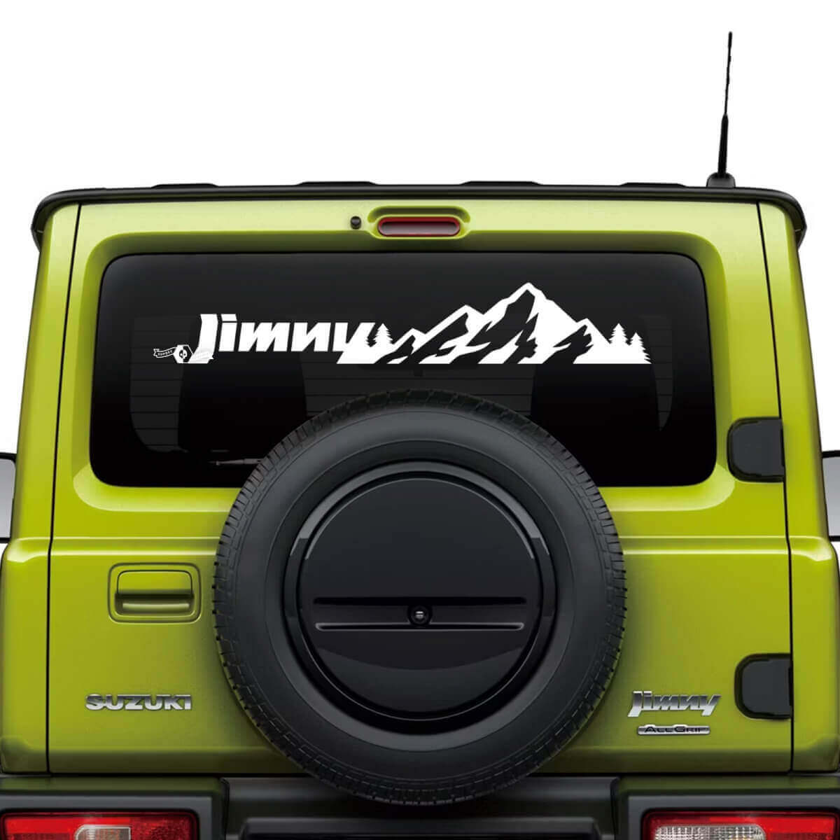 Adesivo Grafico Lettere Montagne per Finestrino Posteriore Suzuki JIMNY