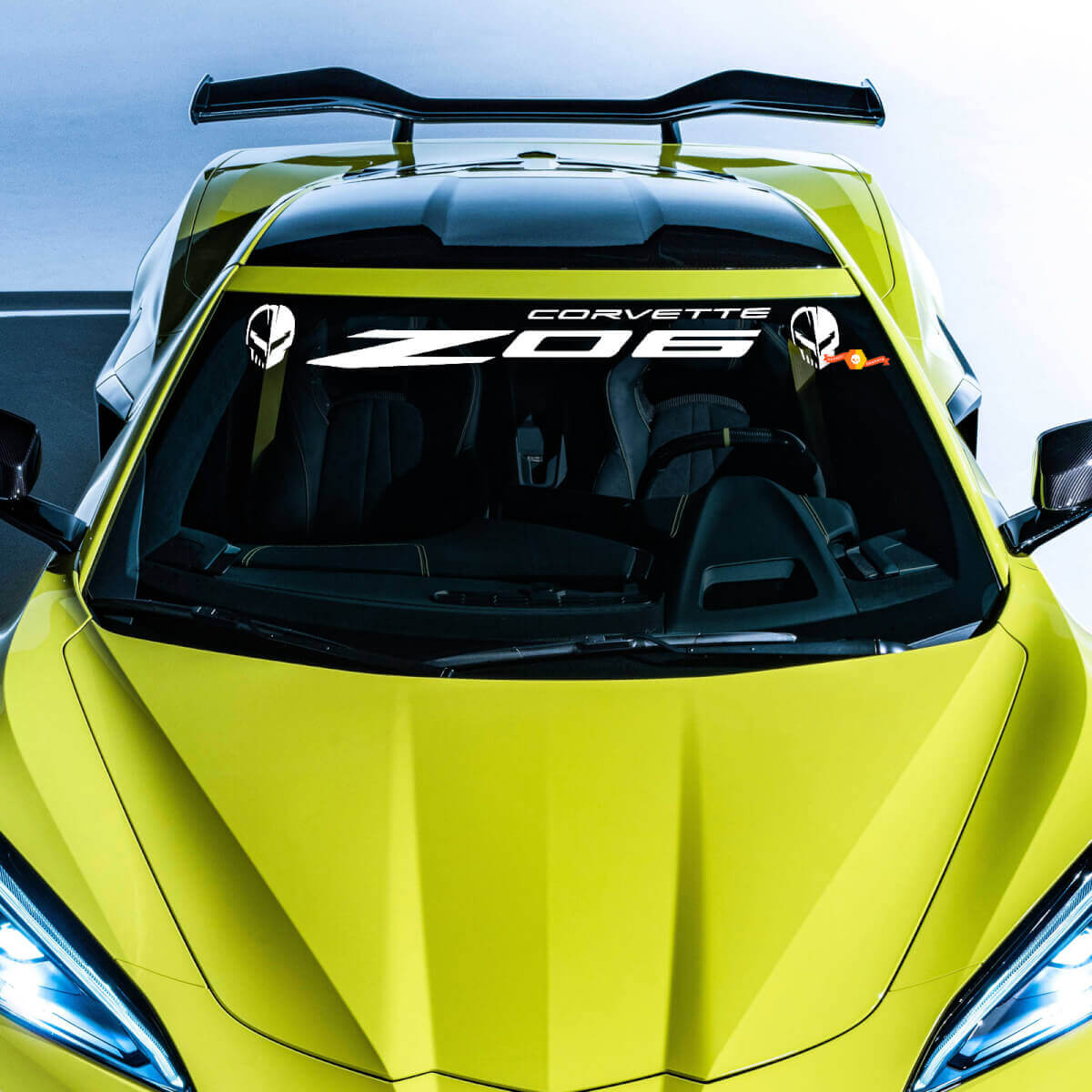 Adesivo in vinile per parabrezza con teschio Jake per Chevrolet Chevy C8 Corvette Z06
