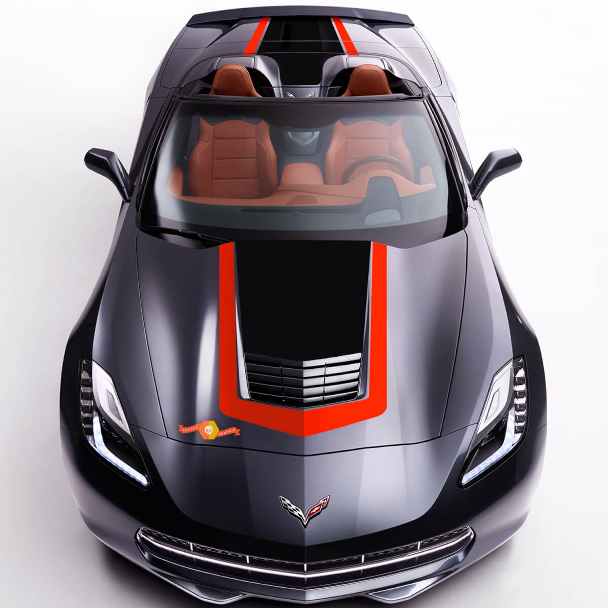 Adesivo Vinile a Strisce Contorno Cofano Baule per Chevrolet Corvette C7 2014-2019