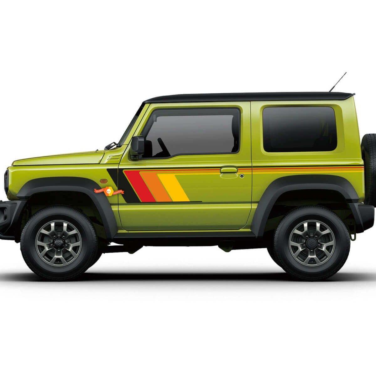 Grafica adesiva decalcomania per porte Suzuki JIMNY Vintage Retro Stripes 4
