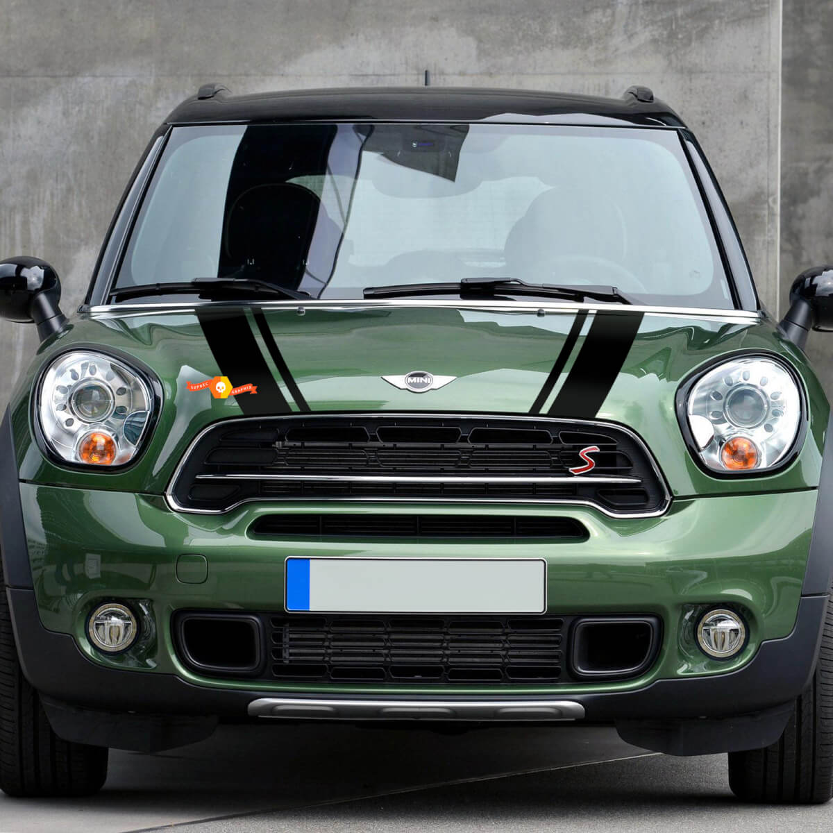 Adesivo grafico decalcomania Mini Cooper Countryman JCW cofano cofano e strisce posteriori
