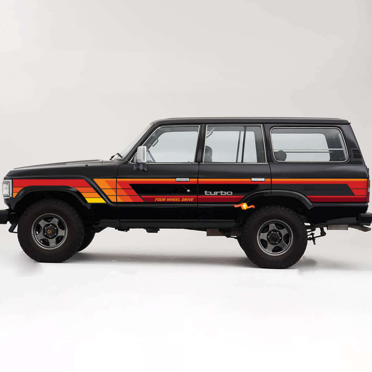 Adesivi in Vinile a Strisce Laterali in Stile Retrò per Toyota Land Cruiser Serie 60
