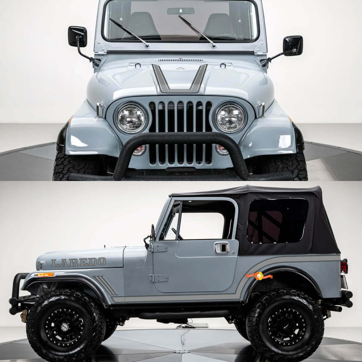 Kit Adesivi in Vinile Strisce Laterali e Cofano Laredo per Jeep CJ7