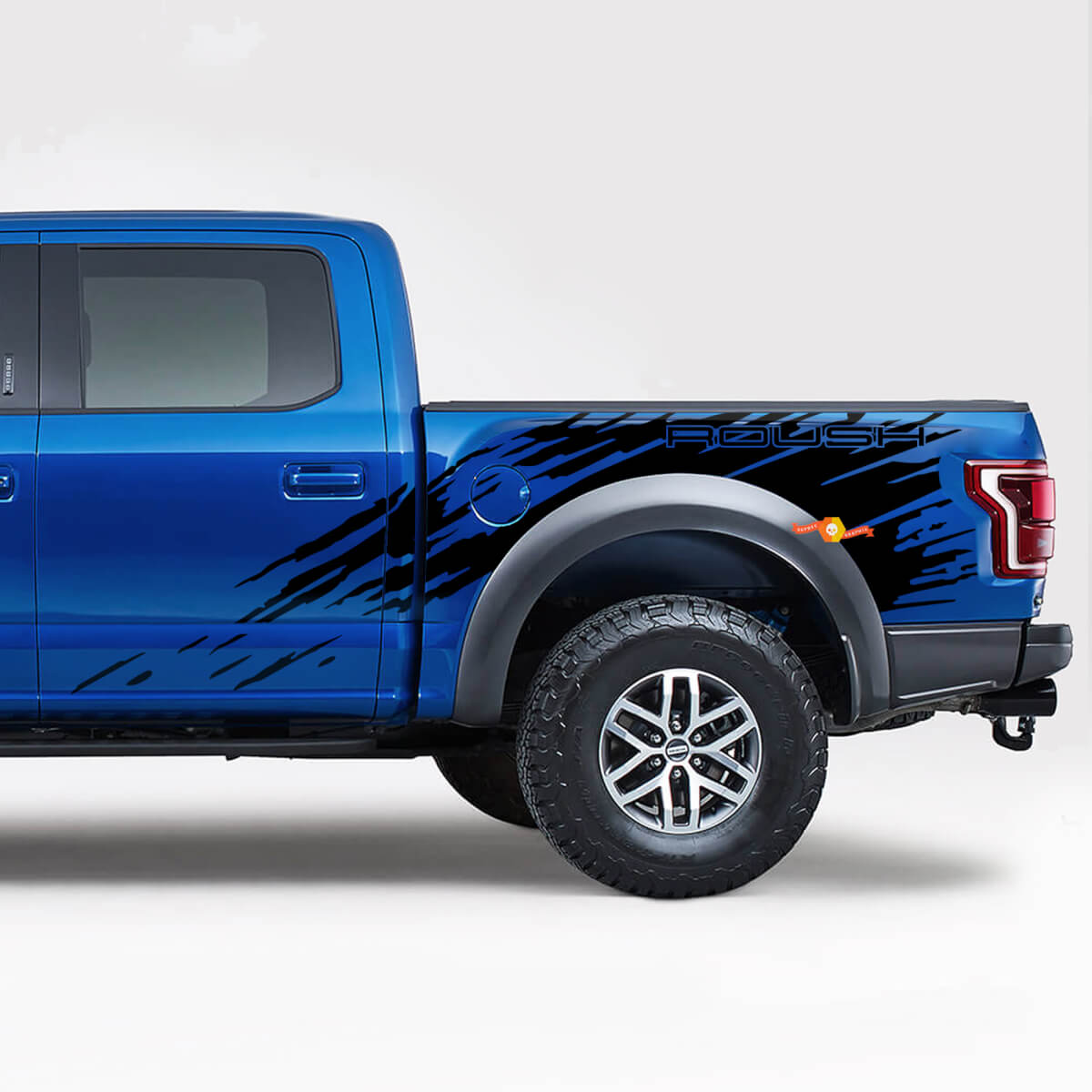 Grafica decalcomania per adesivi laterali sul comodino adatta al pacchetto Ford F150 Raptor Roush
