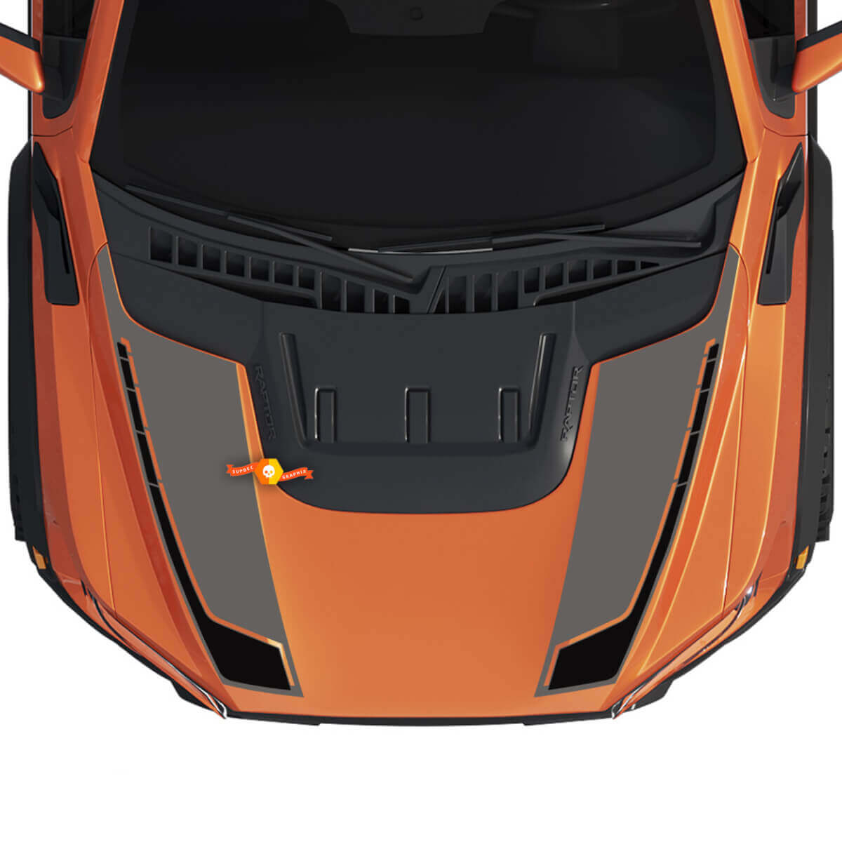 Grafica sul cofano Due colori adatti alle strisce del kit di decalcomanie in vinile Raptor Ford F150 Gen3
